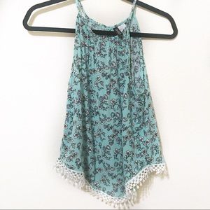2 for $25 Divided Green Floral Crop Top Size 4